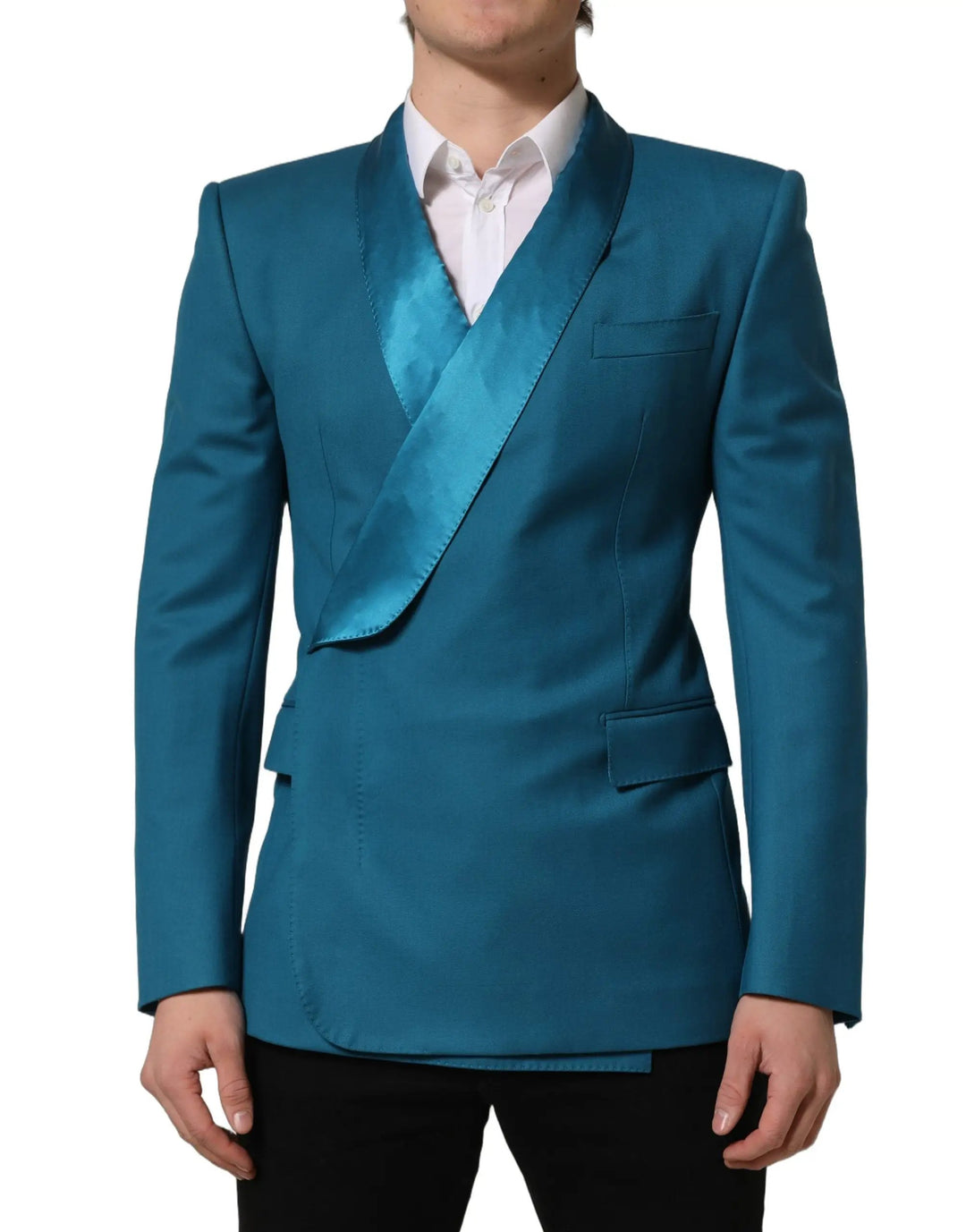Dolce &amp; Gabbana Sample Sale | Dolce &amp; Gabbana Teal Wool Double Breasted Formal Coat Blazer - | Designer outlet