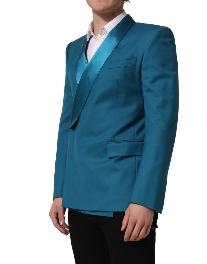 Dolce &amp; Gabbana Sample Sale | Dolce &amp; Gabbana Teal Wool Double Breasted Formal Coat Blazer - | Designer outlet