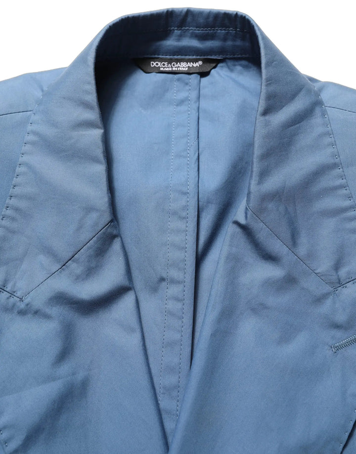 Dolce &amp; Gabbana Sample Sale | Dolce &amp; Gabbana Blue Cotton Double Breasted Men Coat Blazer - | Designer outlet