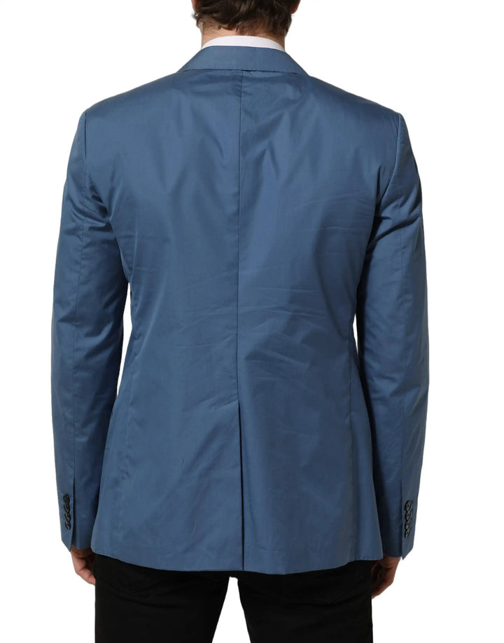 Dolce &amp; Gabbana Sample Sale | Dolce &amp; Gabbana Blue Cotton Double Breasted Men Coat Blazer - | Designer outlet