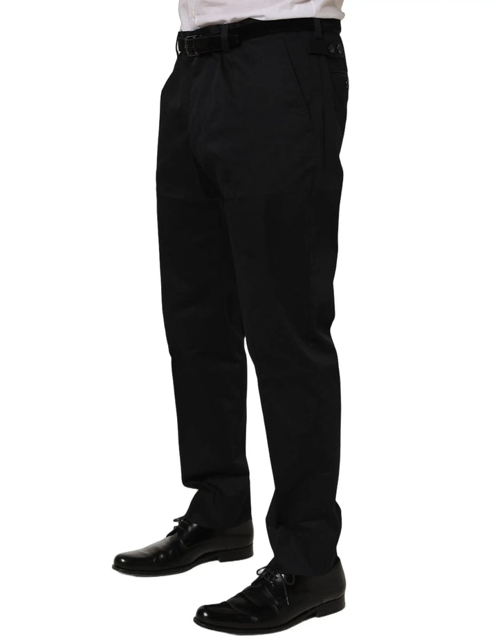 Dolce &amp; Gabbana Sample Sale | Dolce &amp; Gabbana Black Cotton Tapered Leg Dress Trouser Pants - | Designer outlet