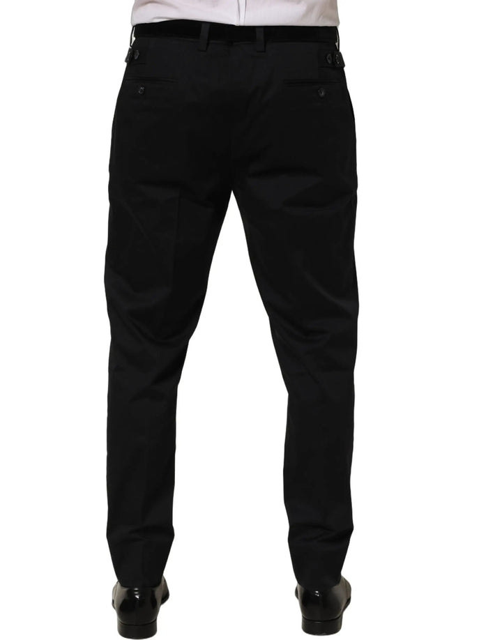 Dolce &amp; Gabbana Sample Sale | Dolce &amp; Gabbana Black Cotton Tapered Leg Dress Trouser Pants - | Designer outlet