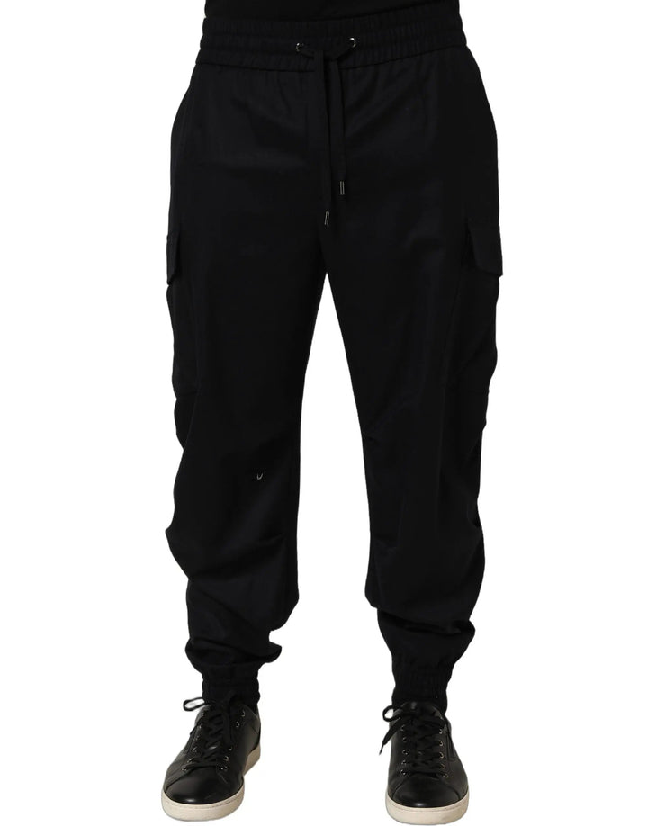 Dolce &amp; Gabbana Sample Sale | Dolce &amp; Gabbana Black Mid Waist Cargo Jogger Sweatpants Pants - | Designer outlet