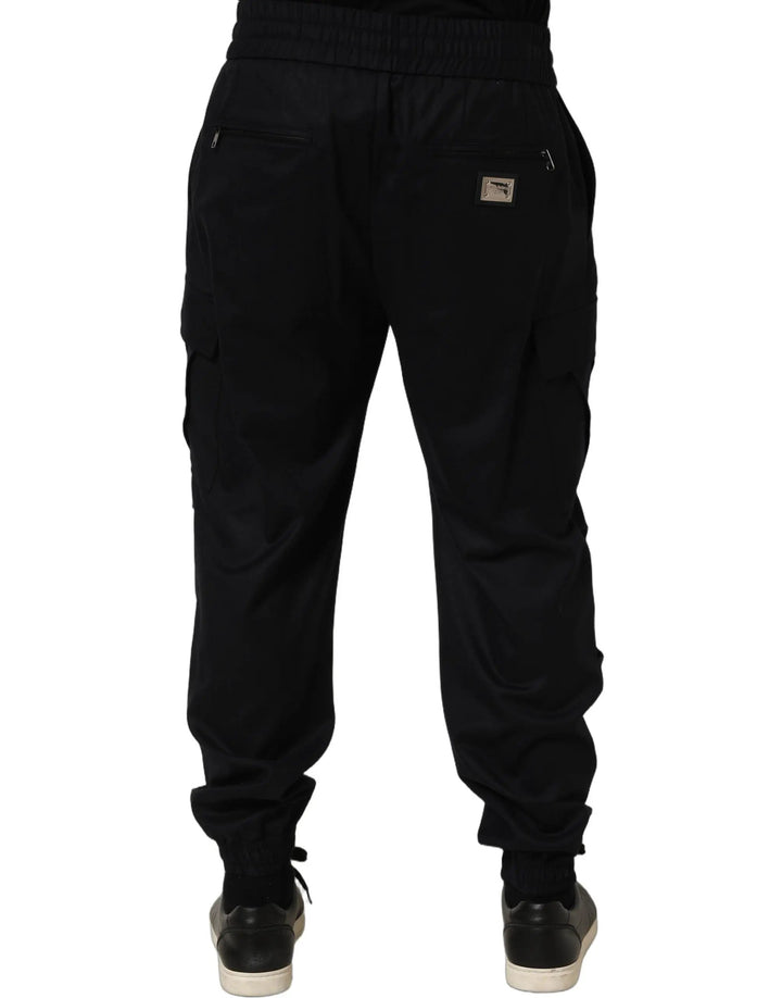 Dolce &amp; Gabbana Sample Sale | Dolce &amp; Gabbana Black Mid Waist Cargo Jogger Sweatpants Pants - | Designer outlet