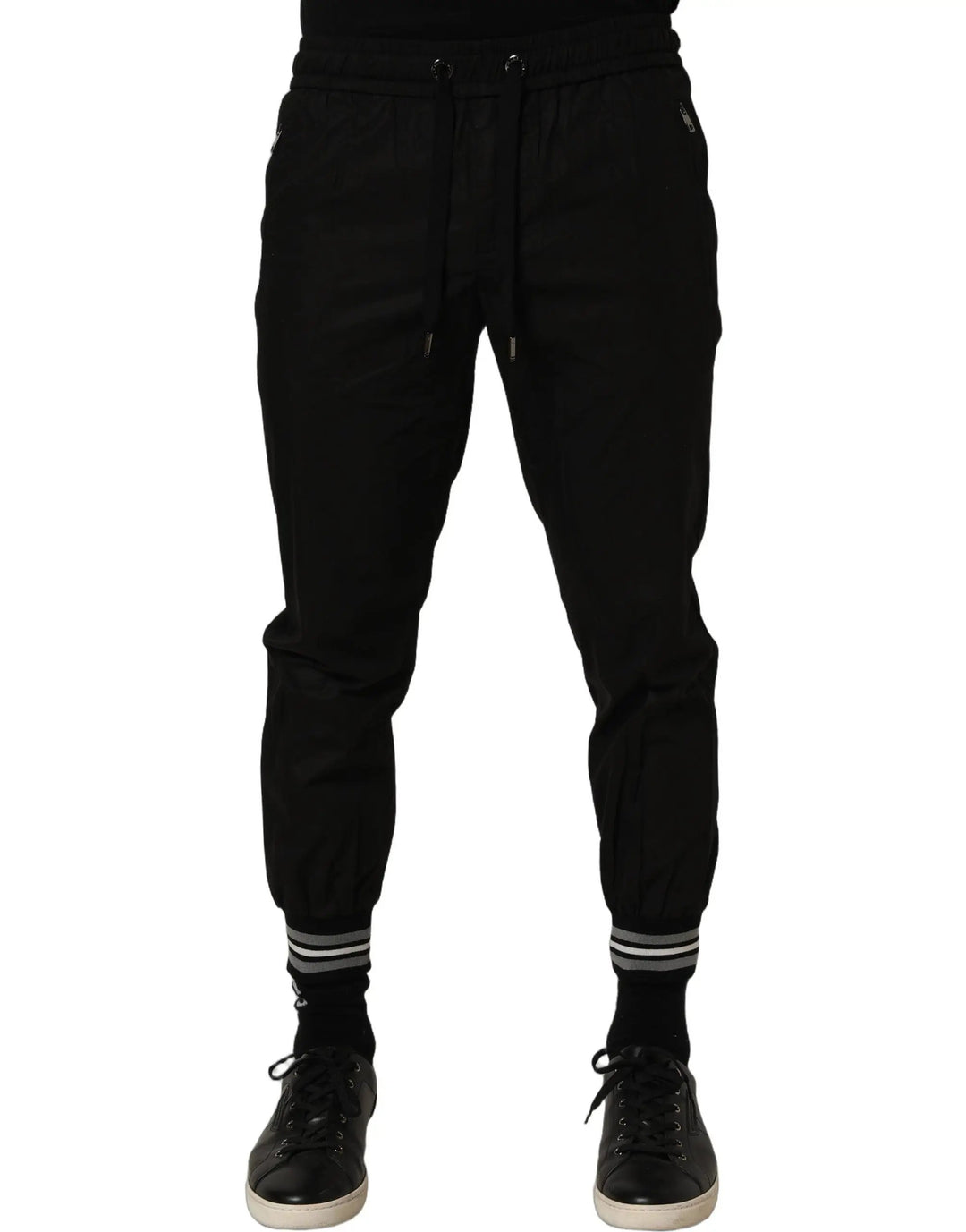Dolce &amp; Gabbana Sample Sale | Dolce &amp; Gabbana Black Cotton Mid Waist Jogger Sweatpants Pants - | Designer outlet