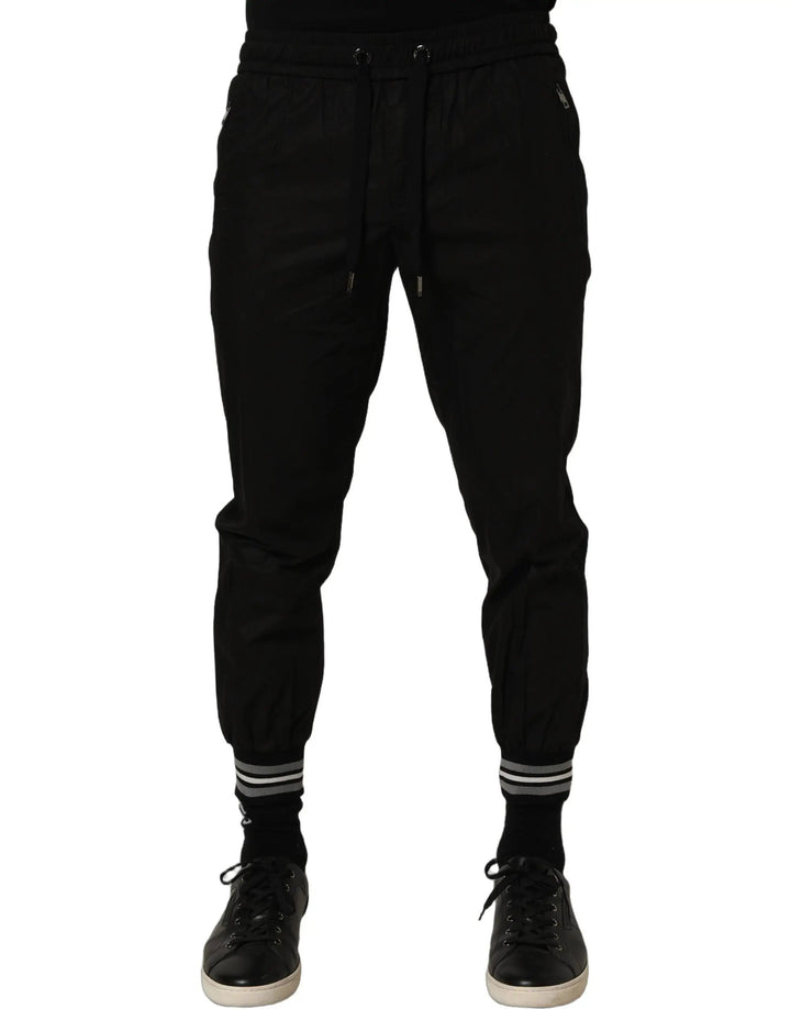 Dolce &amp; Gabbana Sample Sale | Dolce &amp; Gabbana Black Cotton Mid Waist Jogger Sweatpants Pants - | Designer outlet