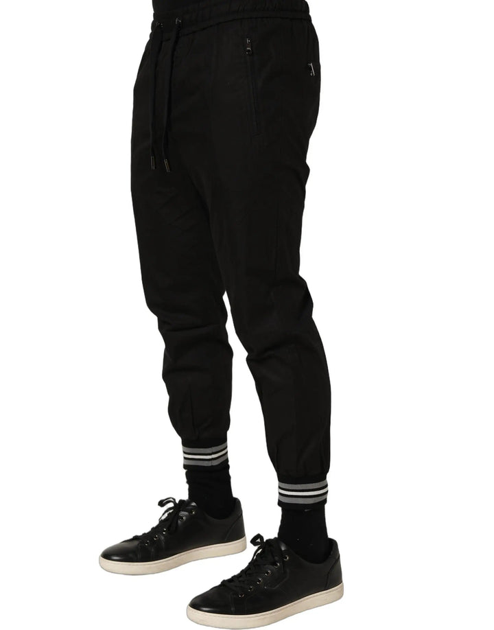 Dolce &amp; Gabbana Sample Sale | Dolce &amp; Gabbana Black Cotton Mid Waist Jogger Sweatpants Pants - | Designer outlet