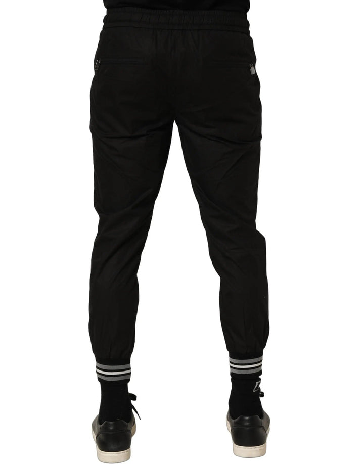 Dolce &amp; Gabbana Sample Sale | Dolce &amp; Gabbana Black Cotton Mid Waist Jogger Sweatpants Pants - | Designer outlet