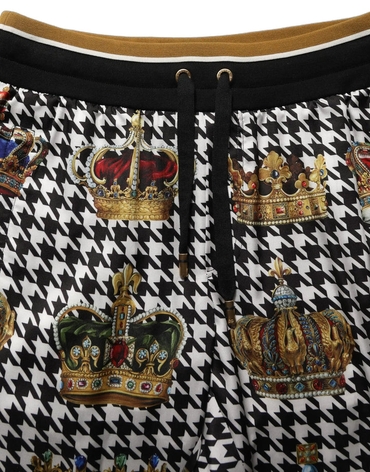 Dolce &amp; Gabbana Sample Sale | Dolce &amp; Gabbana Multicolor Houndstooth Crown Men Sweatpants Pants - | Designer outlet