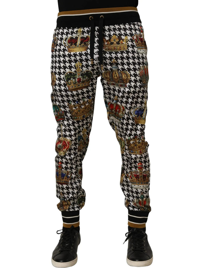 Dolce &amp; Gabbana Sample Sale | Dolce &amp; Gabbana Multicolor Houndstooth Crown Men Sweatpants Pants - | Designer outlet
