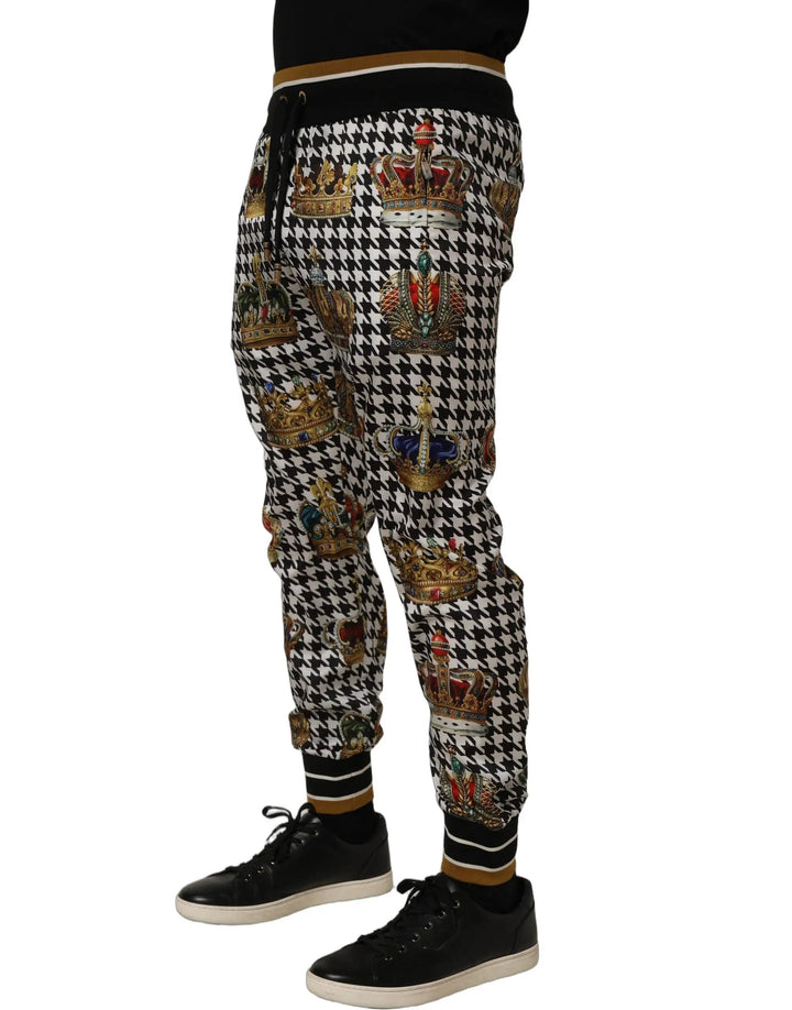 Dolce &amp; Gabbana Sample Sale | Dolce &amp; Gabbana Multicolor Houndstooth Crown Men Sweatpants Pants - | Designer outlet