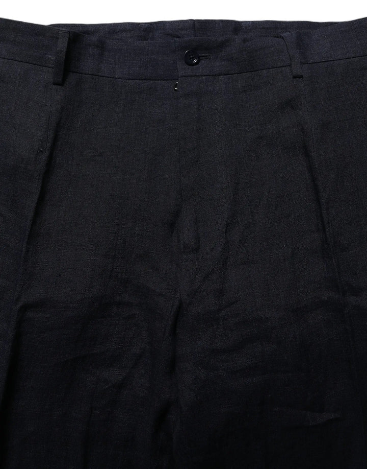 Dolce &amp; Gabbana Sample Sale | Dolce &amp; Gabbana Black Linen Straight Leg Dress Trouser Pants - | Designer outlet