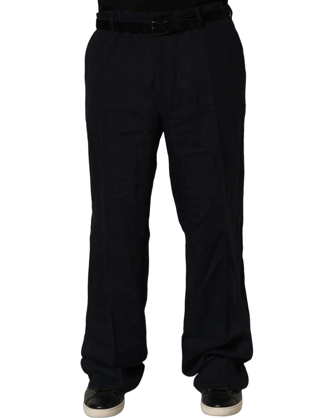 Dolce &amp; Gabbana Sample Sale | Dolce &amp; Gabbana Black Linen Straight Leg Dress Trouser Pants - | Designer outlet