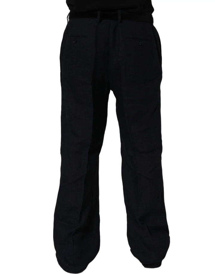 Dolce &amp; Gabbana Sample Sale | Dolce &amp; Gabbana Black Linen Straight Leg Dress Trouser Pants - | Designer outlet