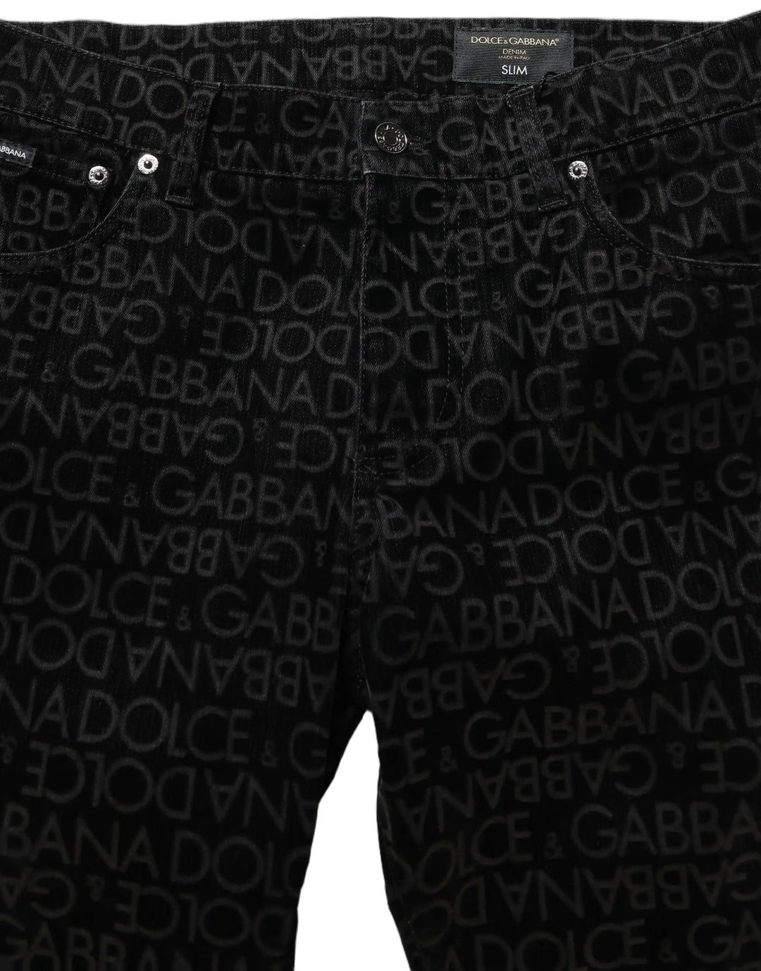 Dolce &amp; Gabbana Sample Sale | Dolce &amp; Gabbana Black Logo Monogram Cotton Slim Denim Jeans - | Designer outlet