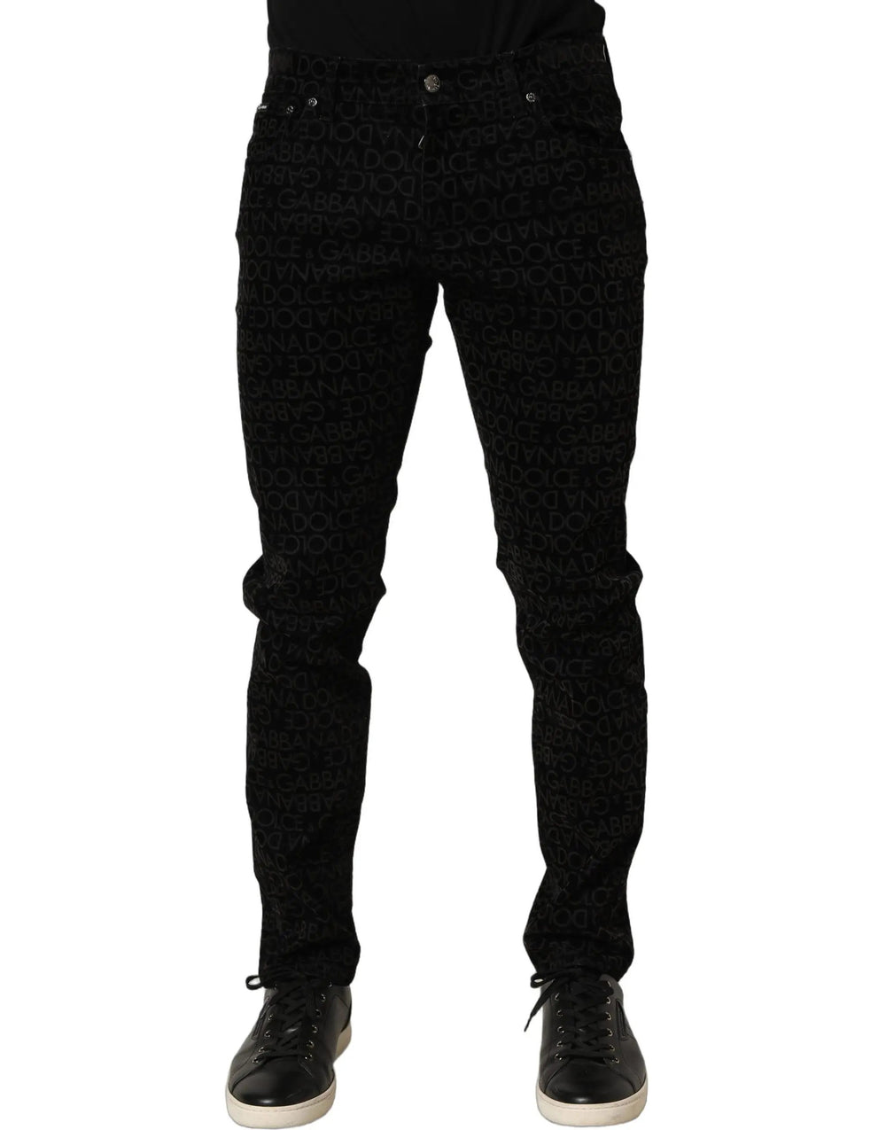 Dolce & Gabbana Sample Sale | Dolce & Gabbana Black Logo Monogram Cotton Slim Denim Jeans - | Designer outlet