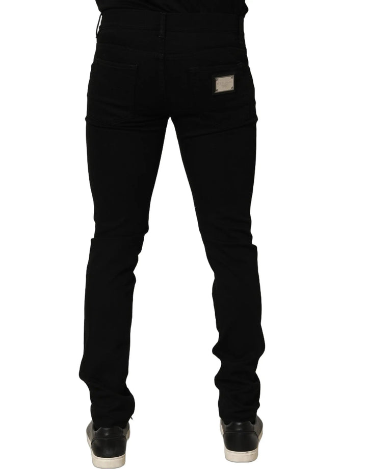 Dolce &amp; Gabbana Sample Sale | Dolce &amp; Gabbana Black Embellished Cotton Skinny Denim Jeans - | Designer outlet