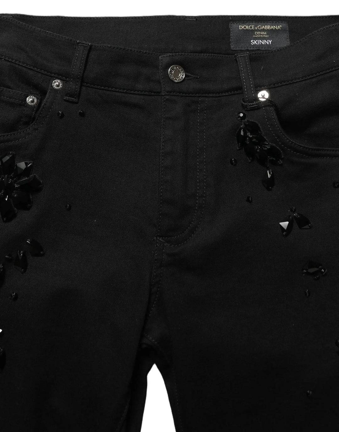 Dolce &amp; Gabbana Sample Sale | Dolce &amp; Gabbana Black Embellished Cotton Skinny Denim Jeans - | Designer outlet