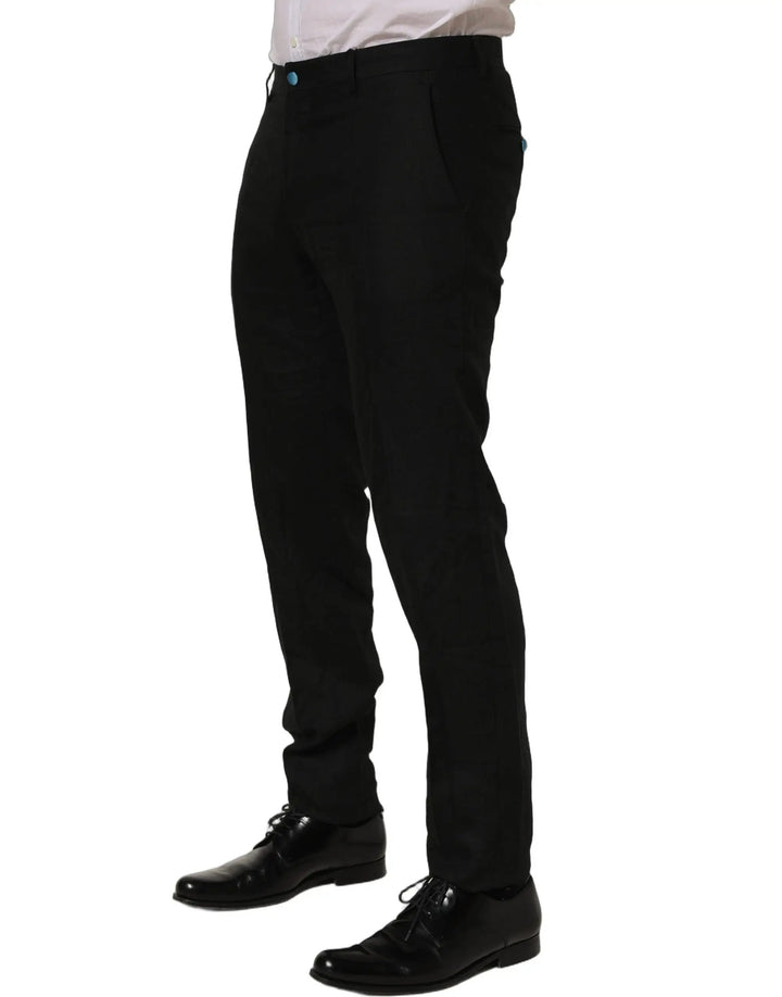 Dolce &amp; Gabbana Sample Sale | Dolce &amp; Gabbana Black Linen Skinny Leg Dress Trouser Pants - | Designer outlet