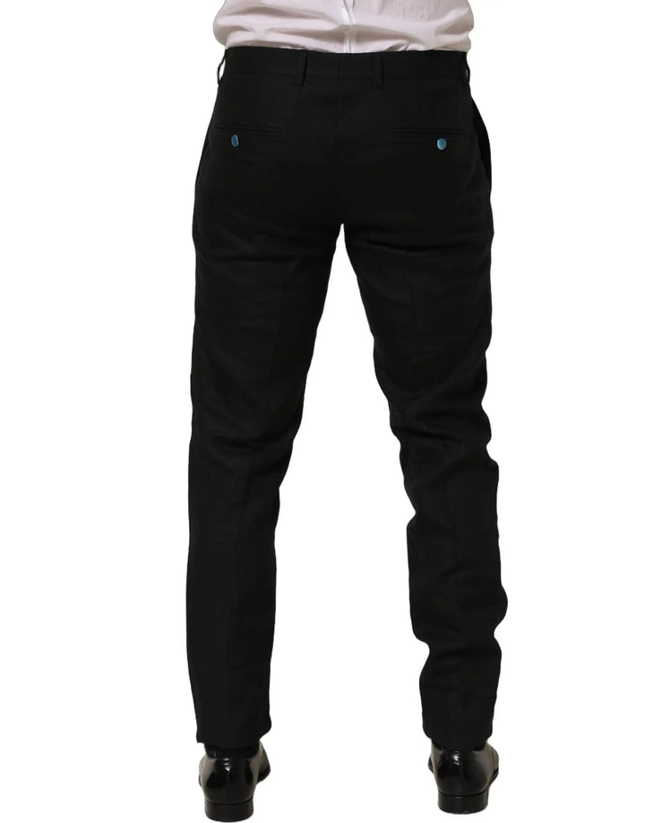 Dolce &amp; Gabbana Sample Sale | Dolce &amp; Gabbana Black Linen Skinny Leg Dress Trouser Pants - | Designer outlet