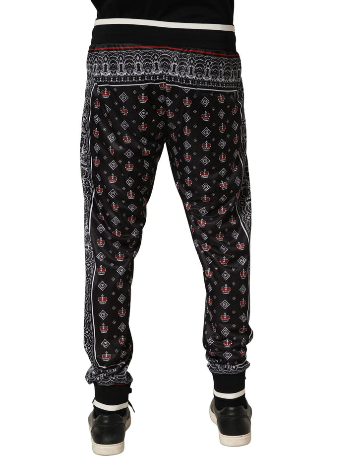 Dolce &amp; Gabbana Sample Sale | Dolce &amp; Gabbana Black Bandana Crown Jogger Men Trouser Pants - | Designer outlet