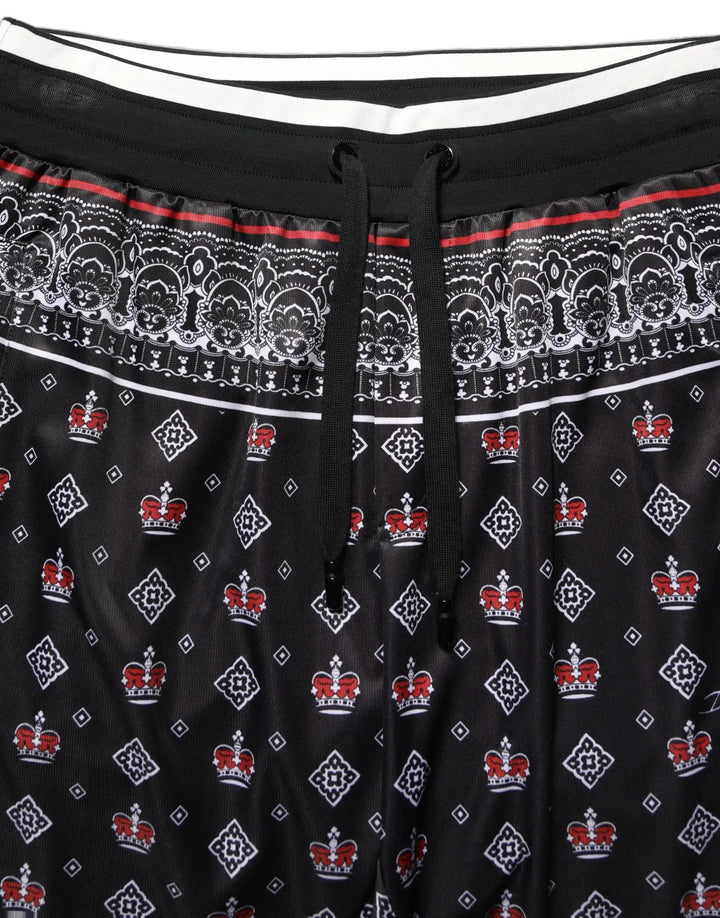 Dolce &amp; Gabbana Sample Sale | Dolce &amp; Gabbana Black Bandana Crown Jogger Men Trouser Pants - | Designer outlet