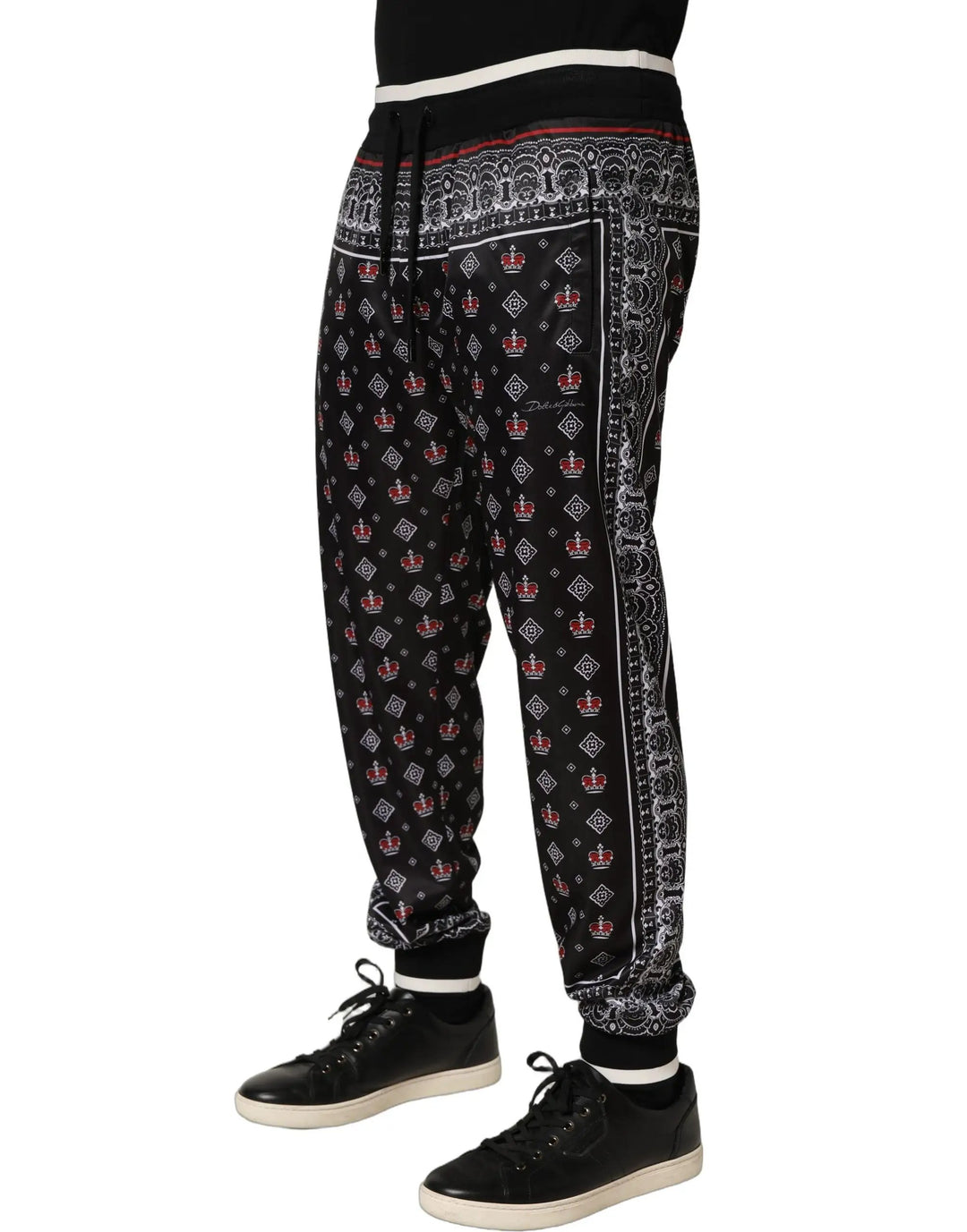 Dolce &amp; Gabbana Sample Sale | Dolce &amp; Gabbana Black Bandana Crown Jogger Men Trouser Pants - | Designer outlet