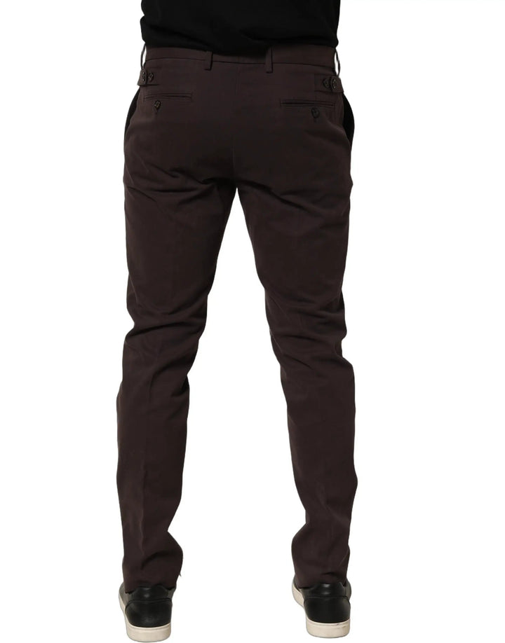 Dolce &amp; Gabbana Sample Sale | Dolce &amp; Gabbana Brown Cotton Skinny Leg Dress Trouser Pants - | Designer outlet