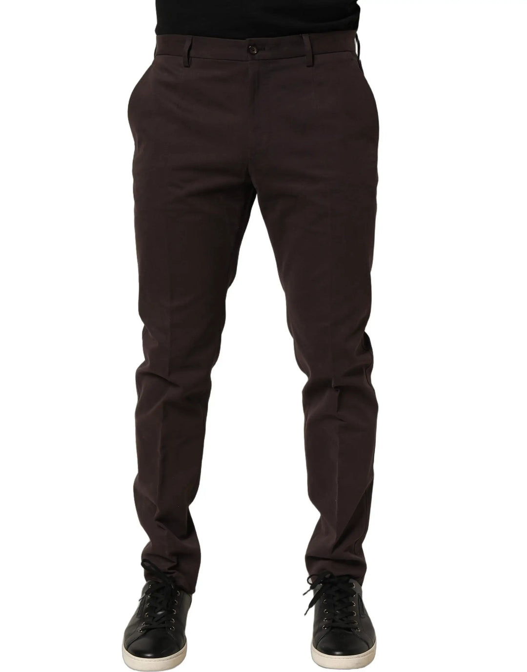 Dolce &amp; Gabbana Sample Sale | Dolce &amp; Gabbana Brown Cotton Skinny Leg Dress Trouser Pants - | Designer outlet