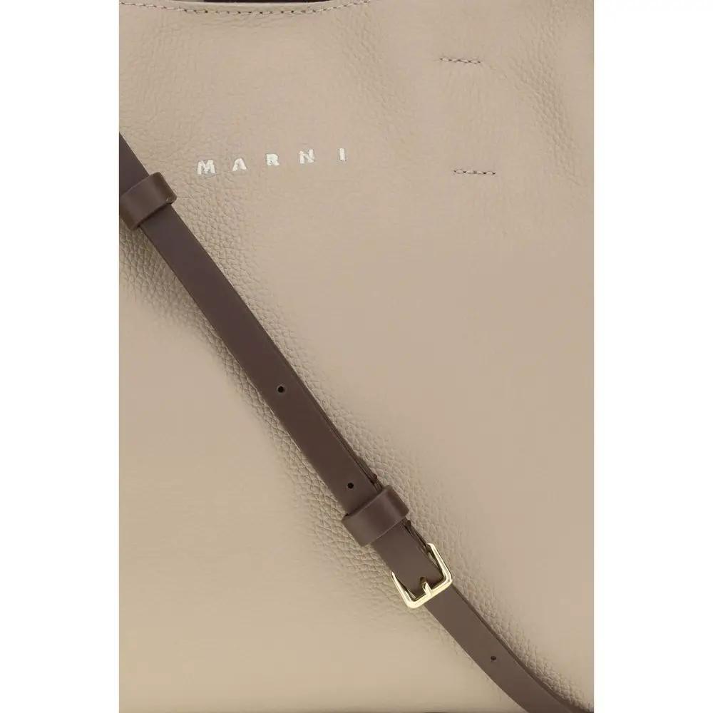Marni Beige Calf Leather Bos Taurus Shoulder Bag