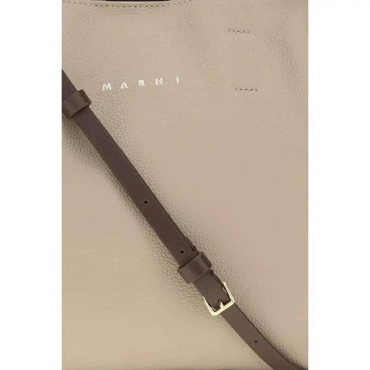 Marni Beige Calf Leather Bos Taurus Shoulder Bag