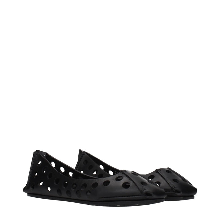 Alaïa Black Leather Ballet Flats