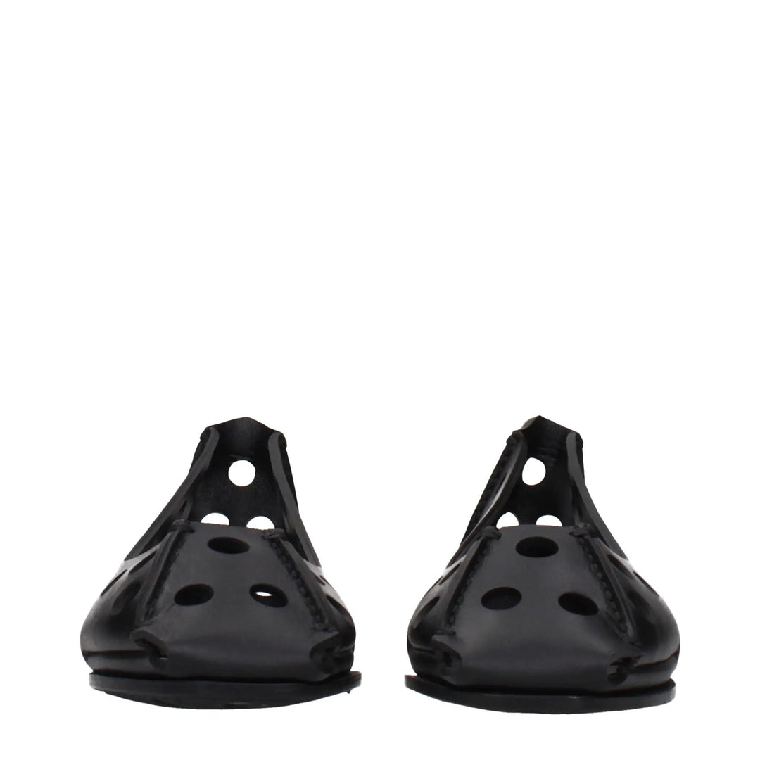 Alaïa Black Leather Ballet Flats