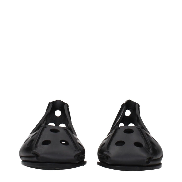 Alaïa Black Leather Ballet Flats