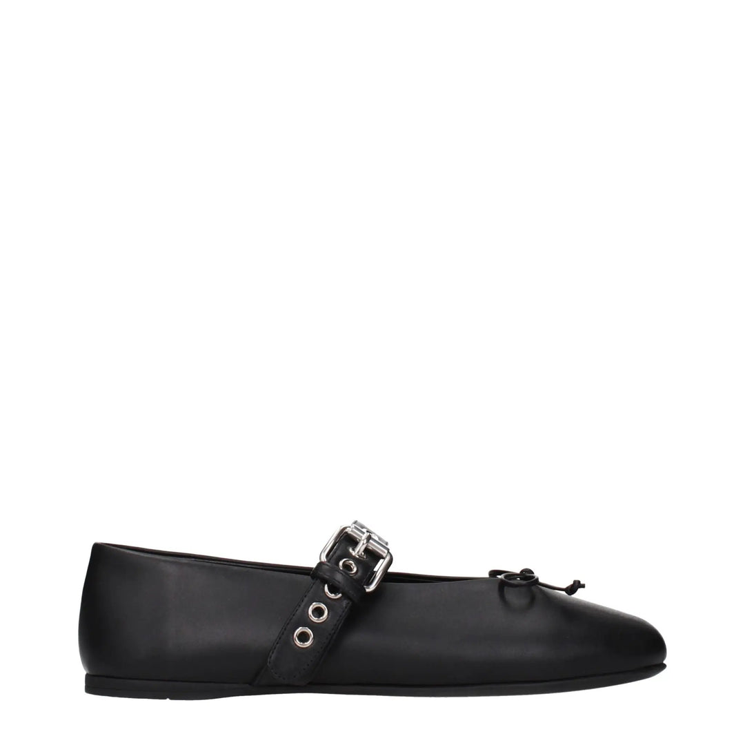 Miu Miu Black Leather Ballet Flats