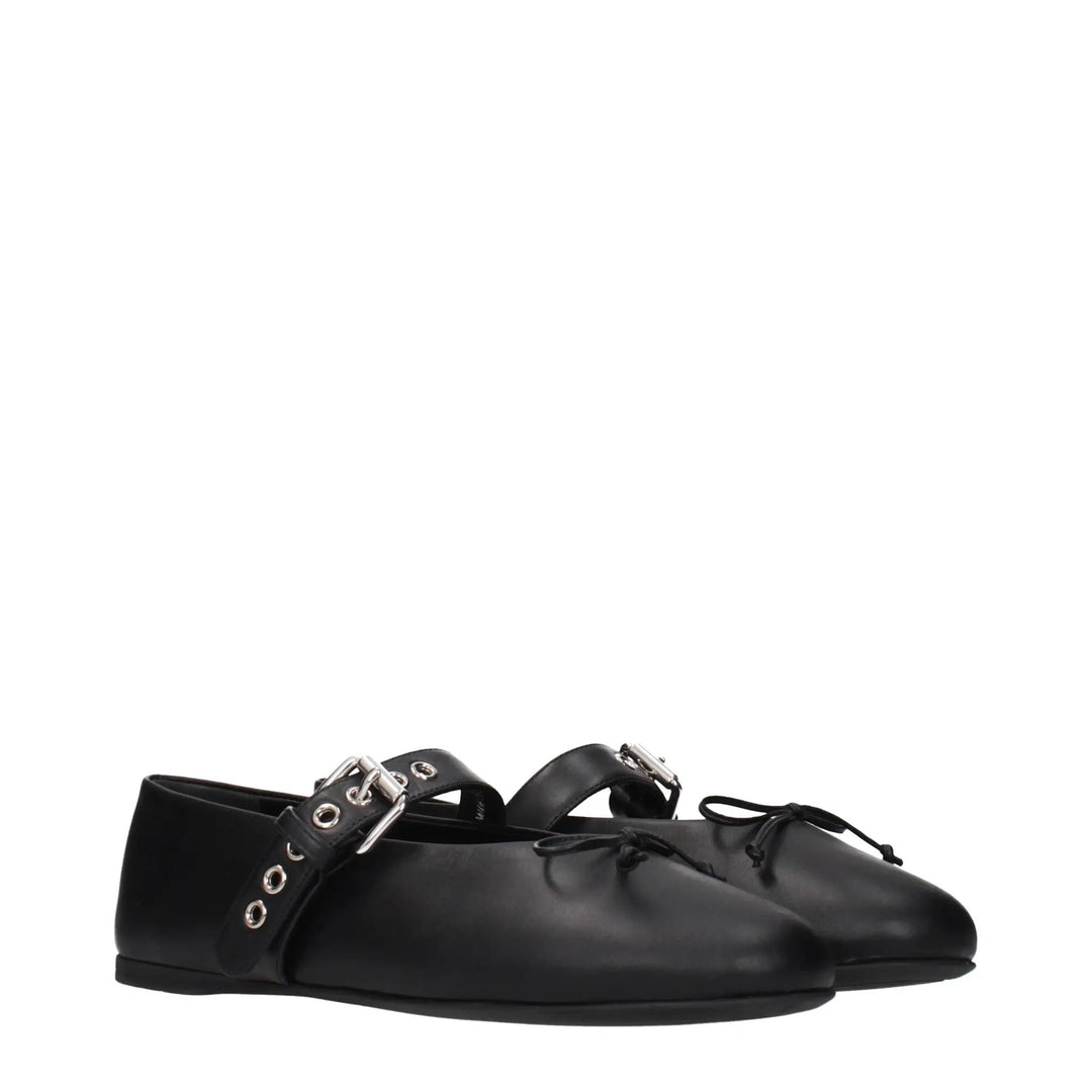Miu Miu Black Leather Ballet Flats