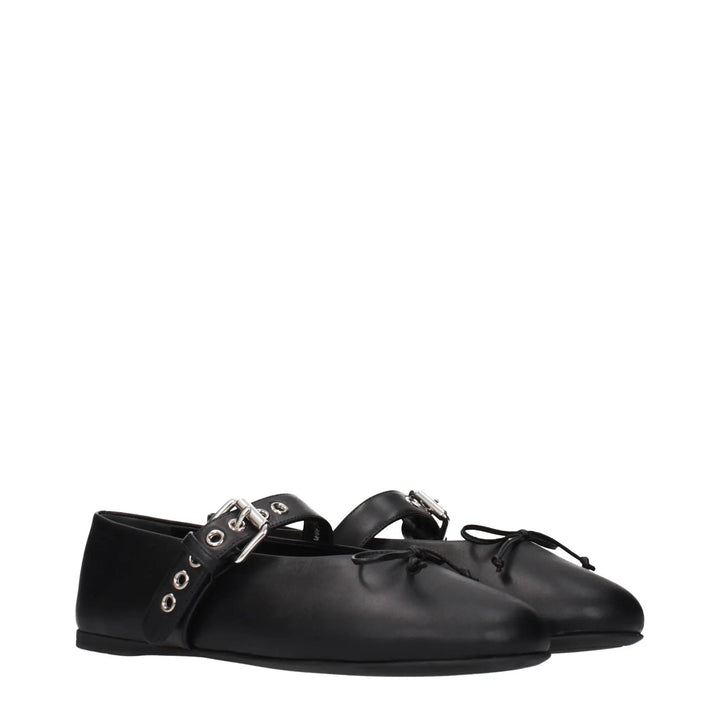 Miu Miu Black Leather Ballet Flats