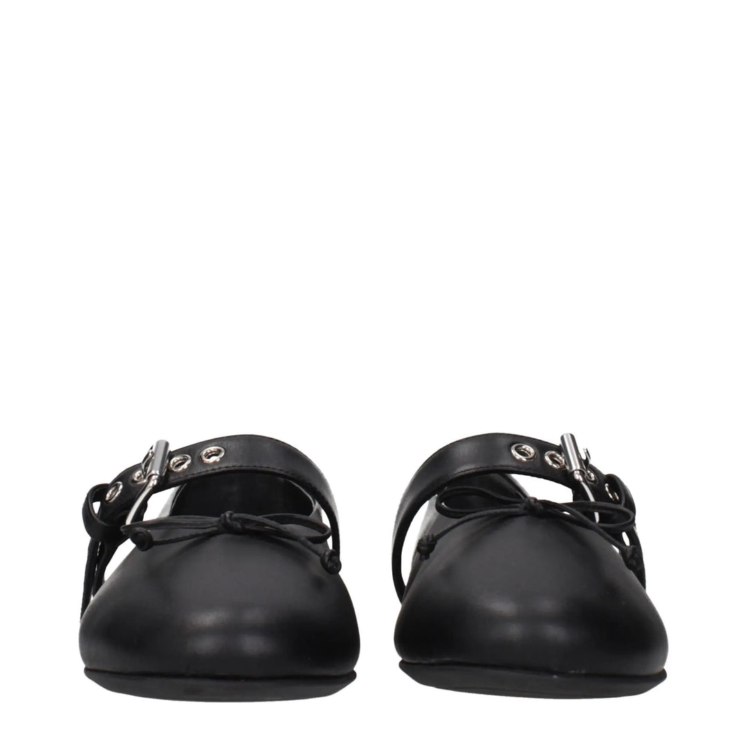 Miu Miu Black Leather Ballet Flats