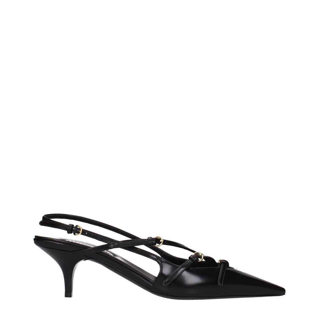 Miu Miu Black Leather High Heel Pumps