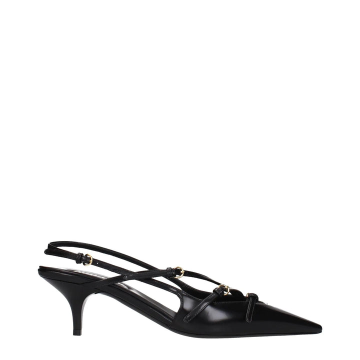 Miu Miu Black Leather High Heel Pumps