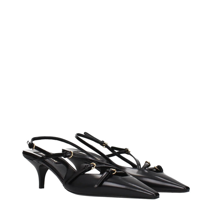 Miu Miu Black Leather High Heel Pumps