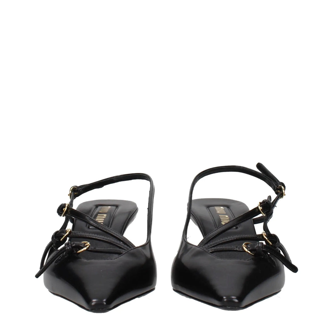 Miu Miu Black Leather High Heel Pumps