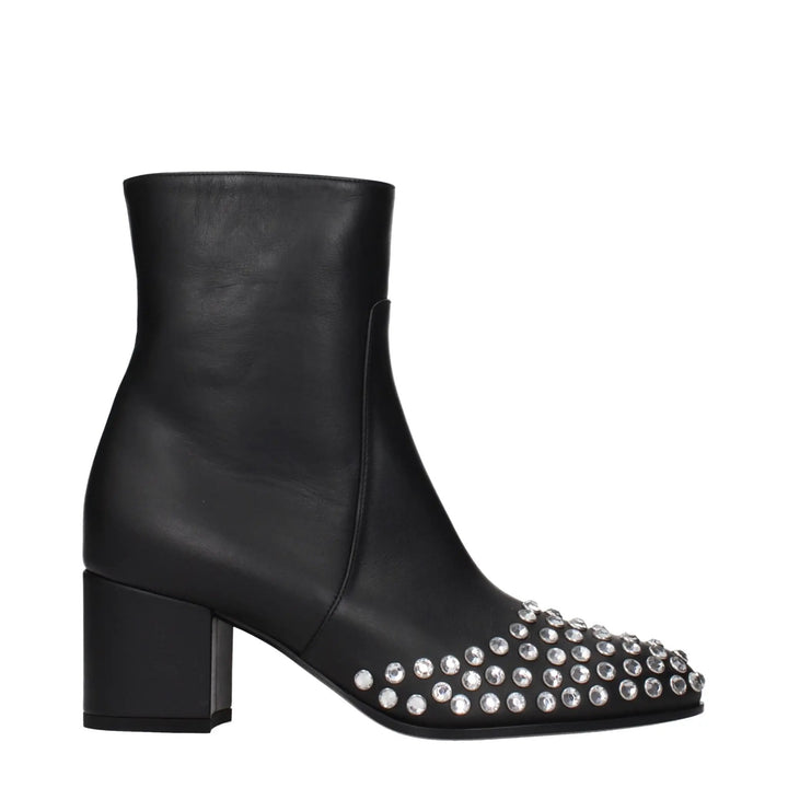 Alaïa Black Leather Ankle Boots