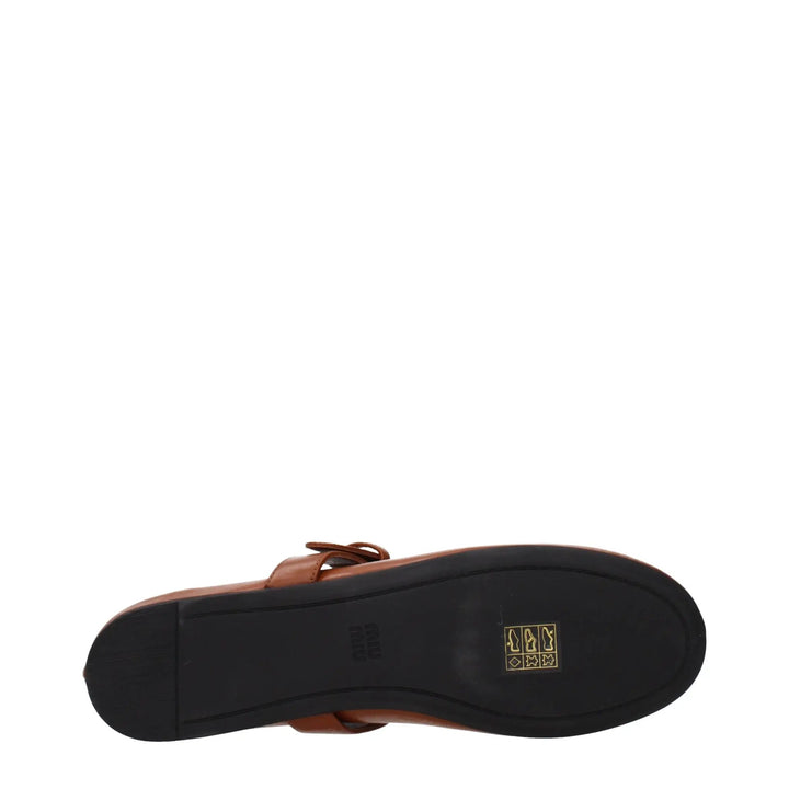 Miu Miu Brown Leather Ballet Flats