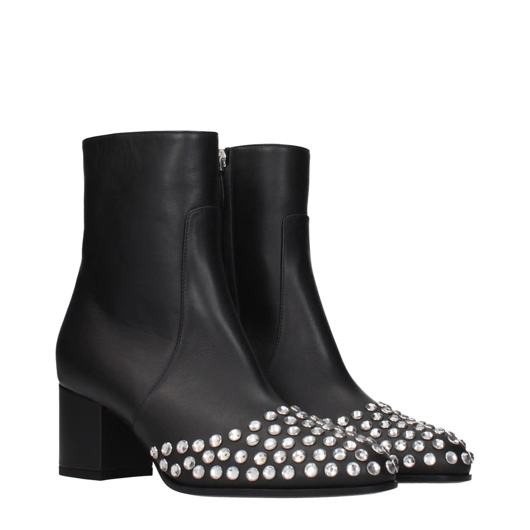 Alaïa Black Leather Ankle Boots