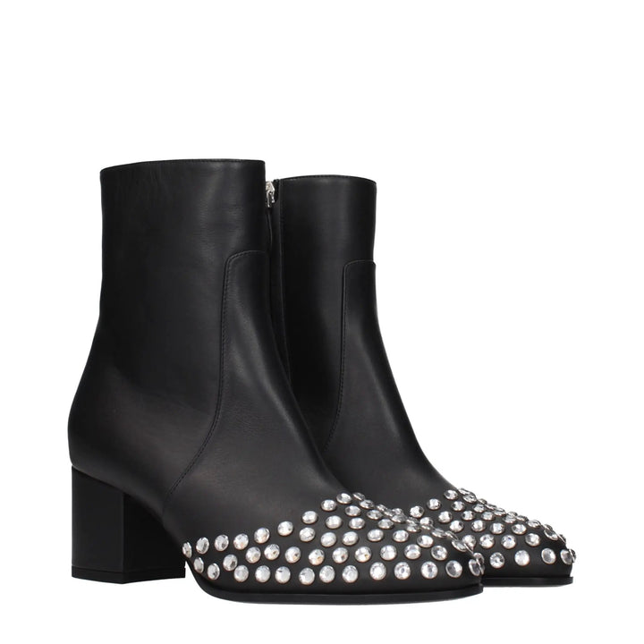 Alaïa Black Leather Ankle Boots