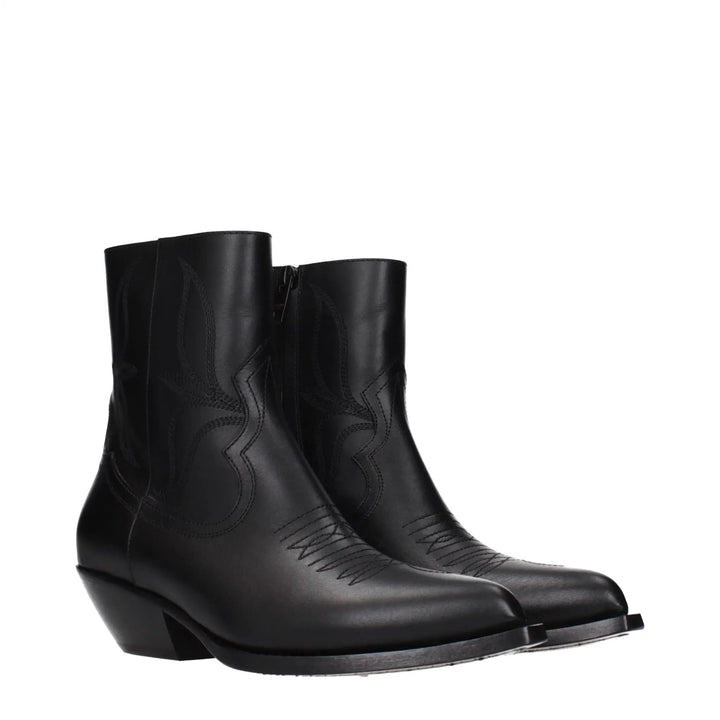 Celine Black Leather Ankle Boots