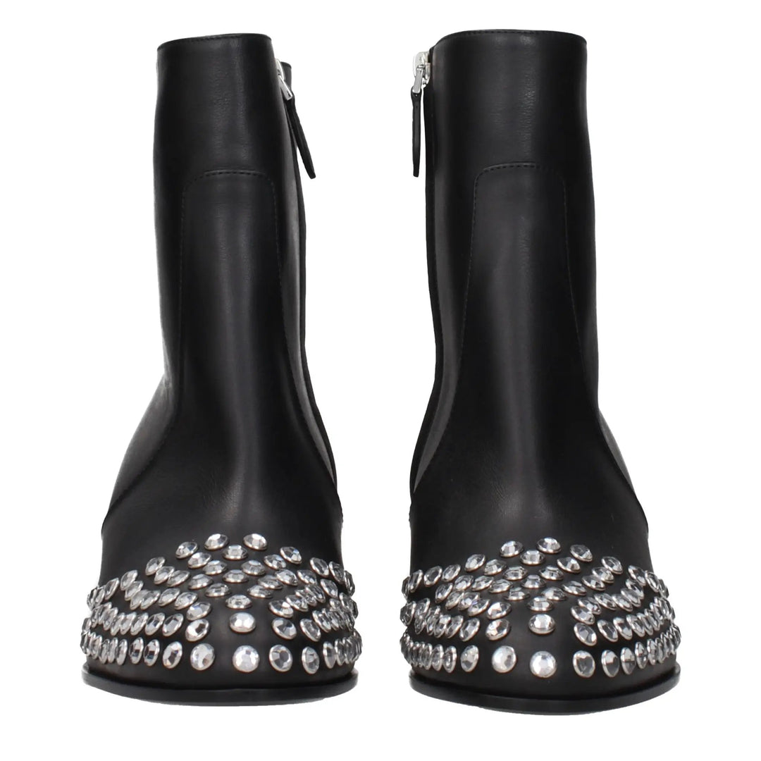 Alaïa Black Leather Ankle Boots