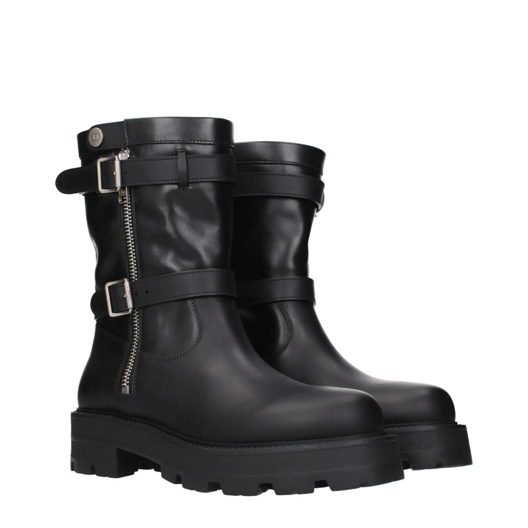 Christian Dior Black Leather Ankle Boots