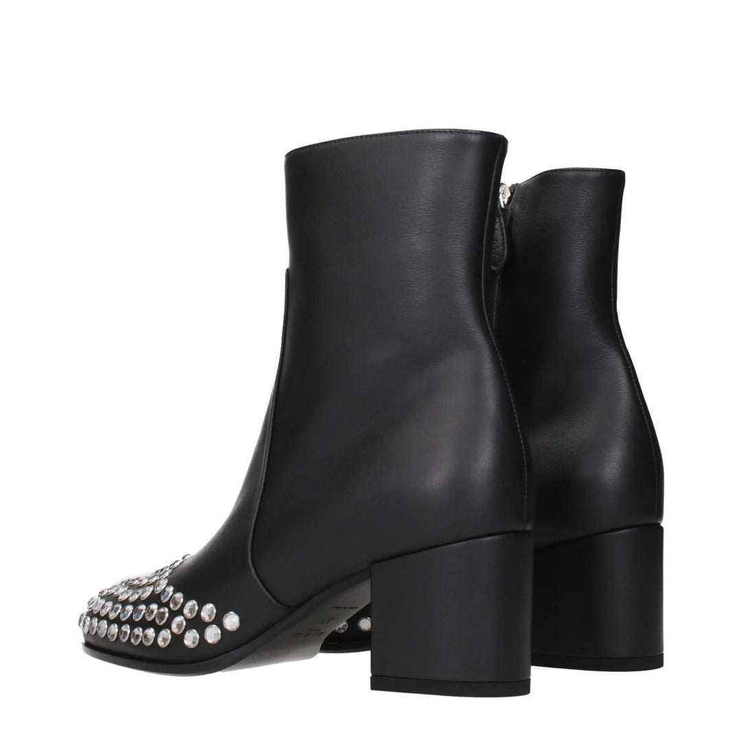 Alaïa Black Leather Ankle Boots